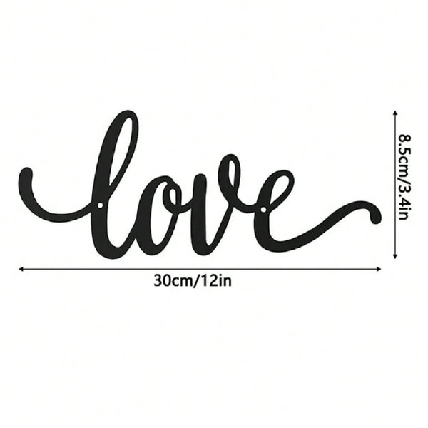 1 Piece, Metal "LOVE" Sign Wall Decoration, Rustic Black Wall Art Hanging Hollow Out Decor, Home Wall Metal Hanging