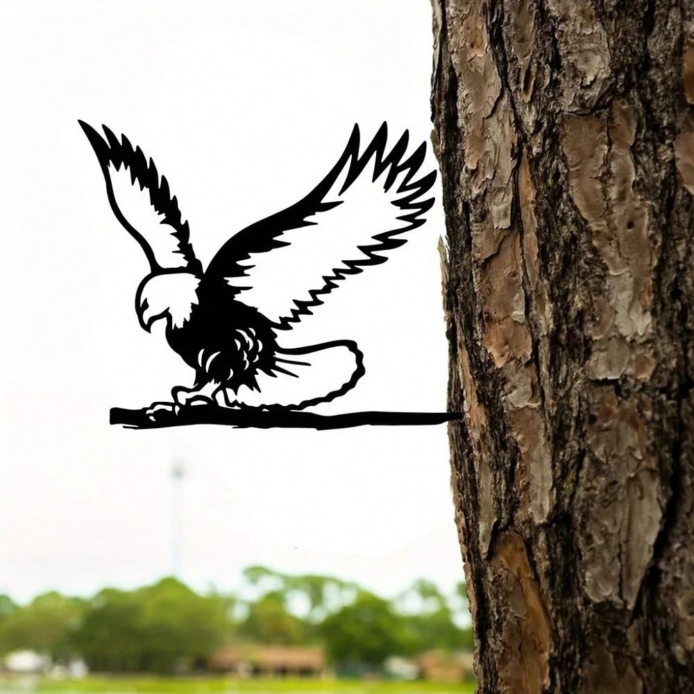 1 piece Metal Eagle Flying Free Silhouette Decoration Garden Decoration, Metal Garden Art, Garden Tree Decoration Outdoor, Backyard Decoration