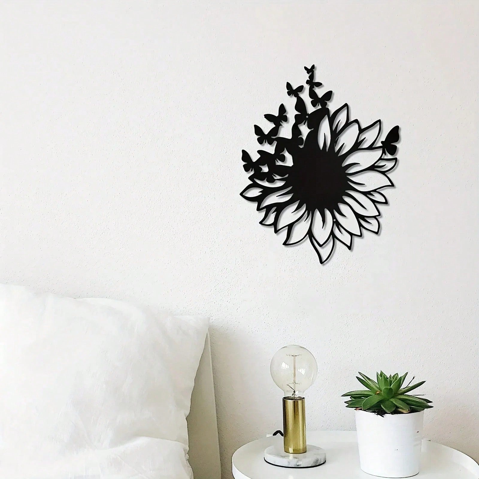 1 piece of sunflower butterfly metal wall art decorative rust wall carving garden, home, farmhouse, patio and bedroom wall decoration