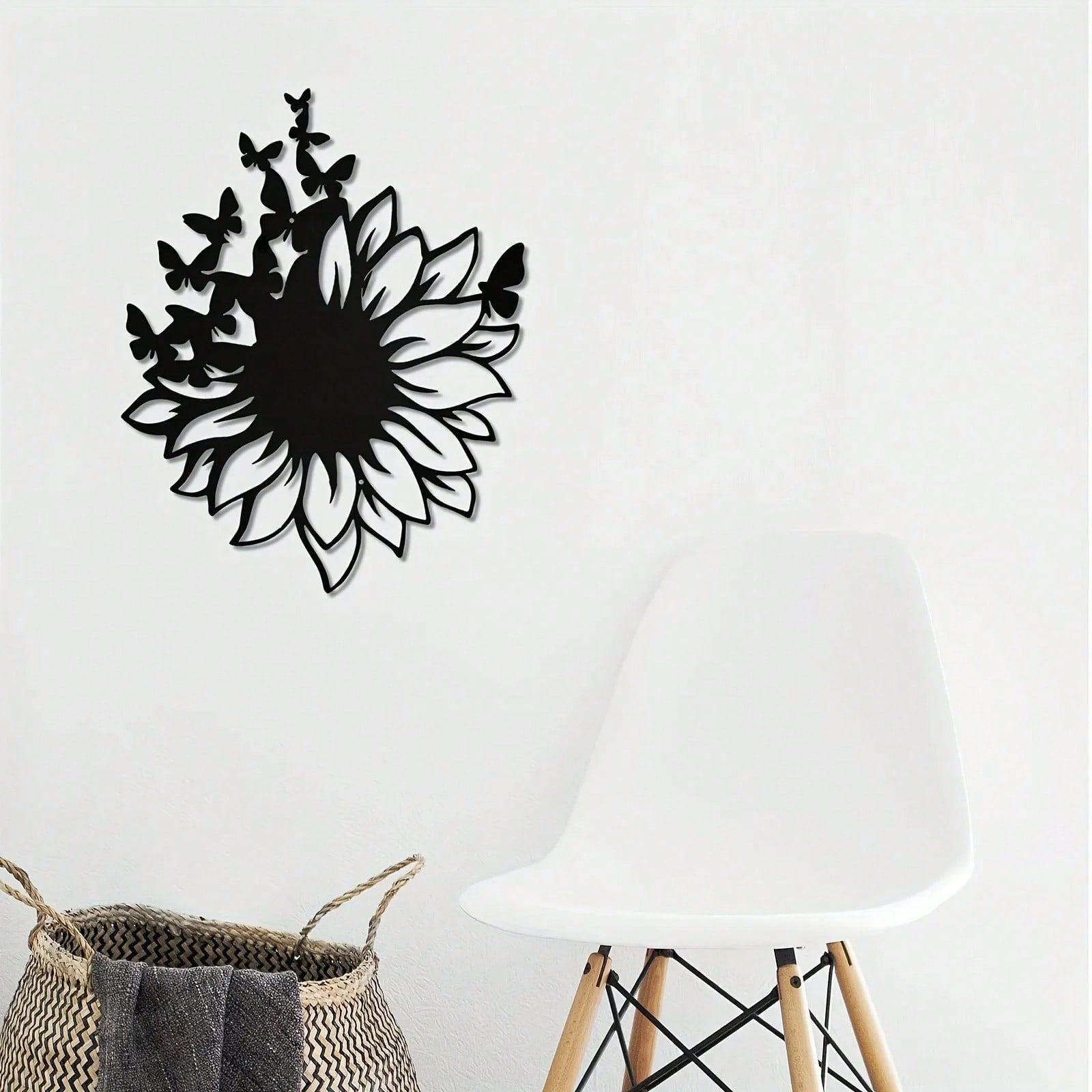 1 piece of sunflower butterfly metal wall art decorative rust wall carving garden, home, farmhouse, patio and bedroom wall decoration
