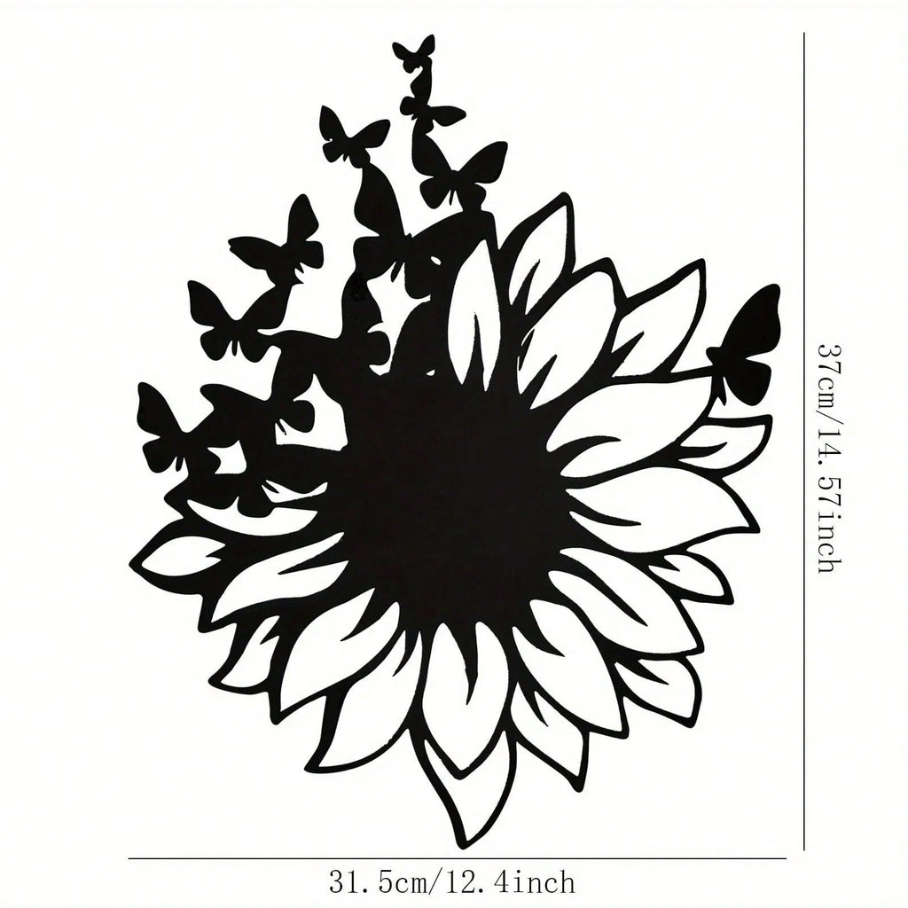 1 piece of sunflower butterfly metal wall art decorative rust wall carving garden, home, farmhouse, patio and bedroom wall decoration
