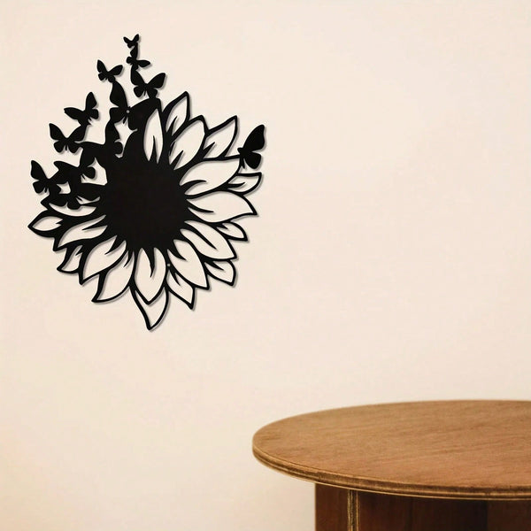 1 piece of sunflower butterfly metal wall art decorative rust wall carving garden, home, farmhouse, patio and bedroom wall decoration