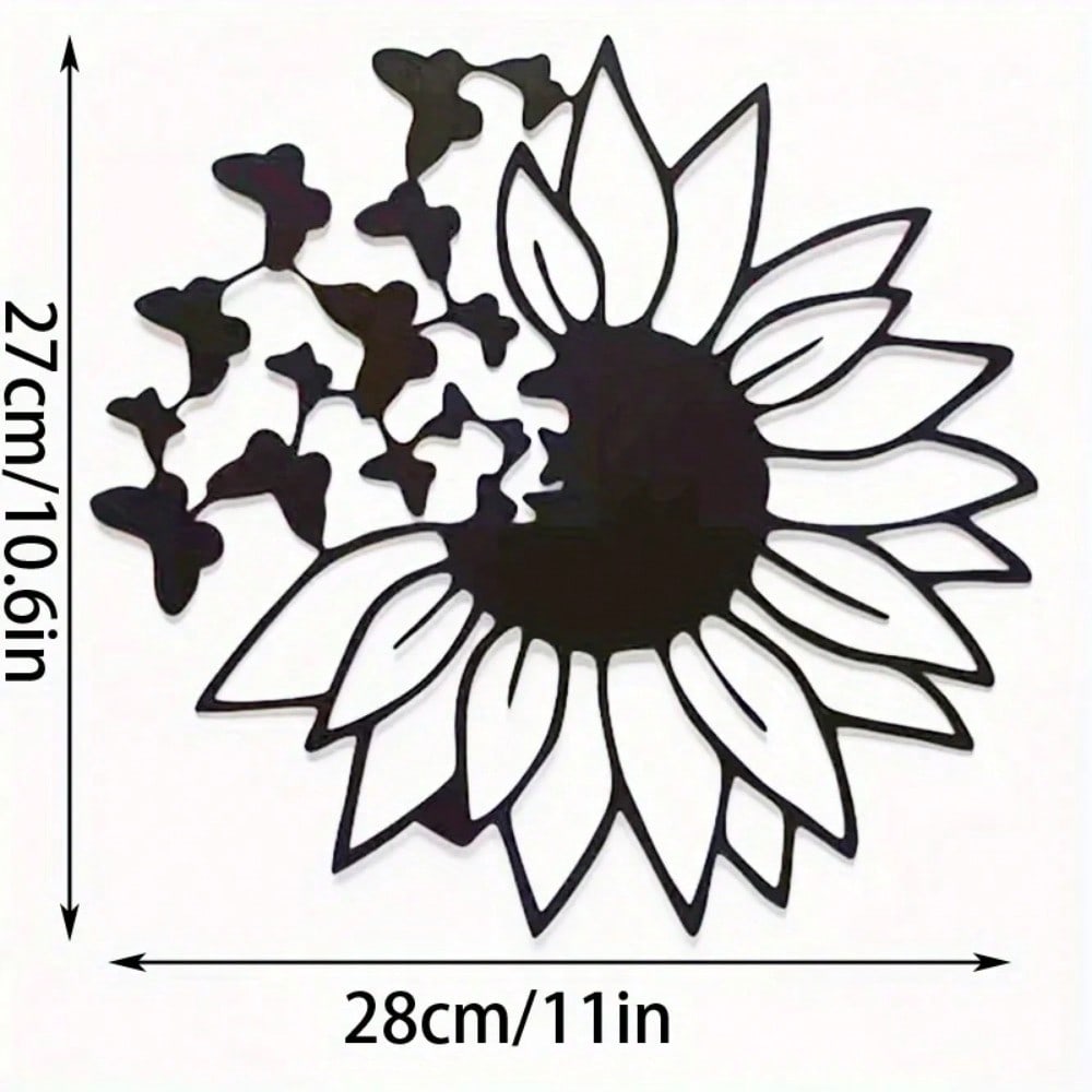 1 piece of sunflower butterfly metal wall art decorative rust wall carving garden, home, farmhouse, patio and bedroom wall decoration
