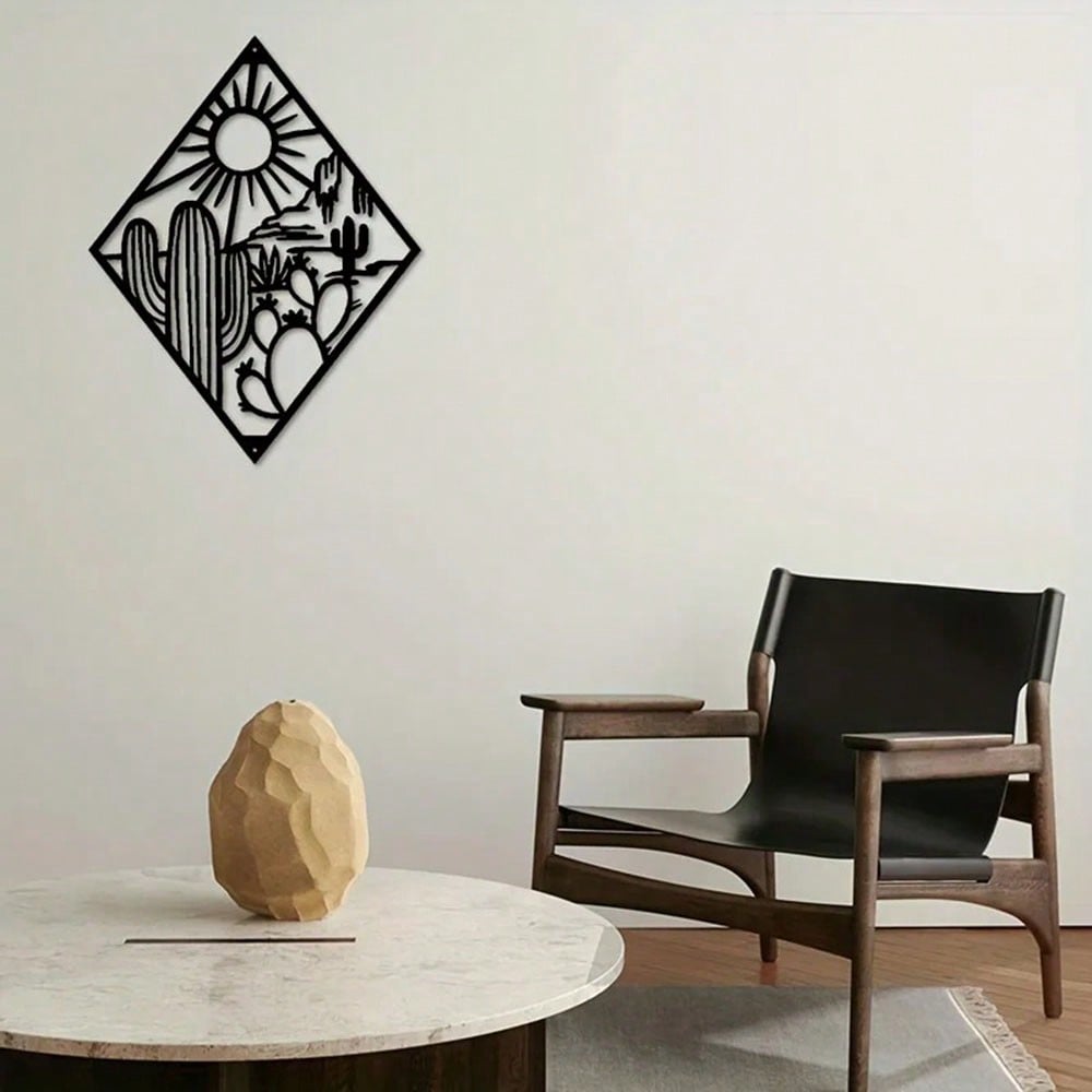 1件仙人掌场景金属墙画，金属墙画室内装饰家庭办公室墙壁客厅挂画