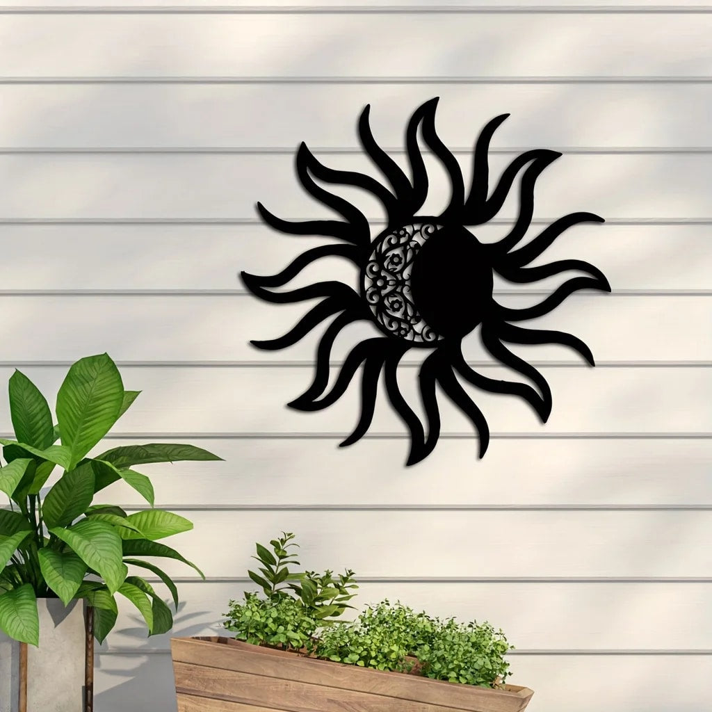 1 piece of metal sun and moon art wall decoration, sun and moon metal wall decoration, metal sun and moon class logo wall decoration, metal wall hanging