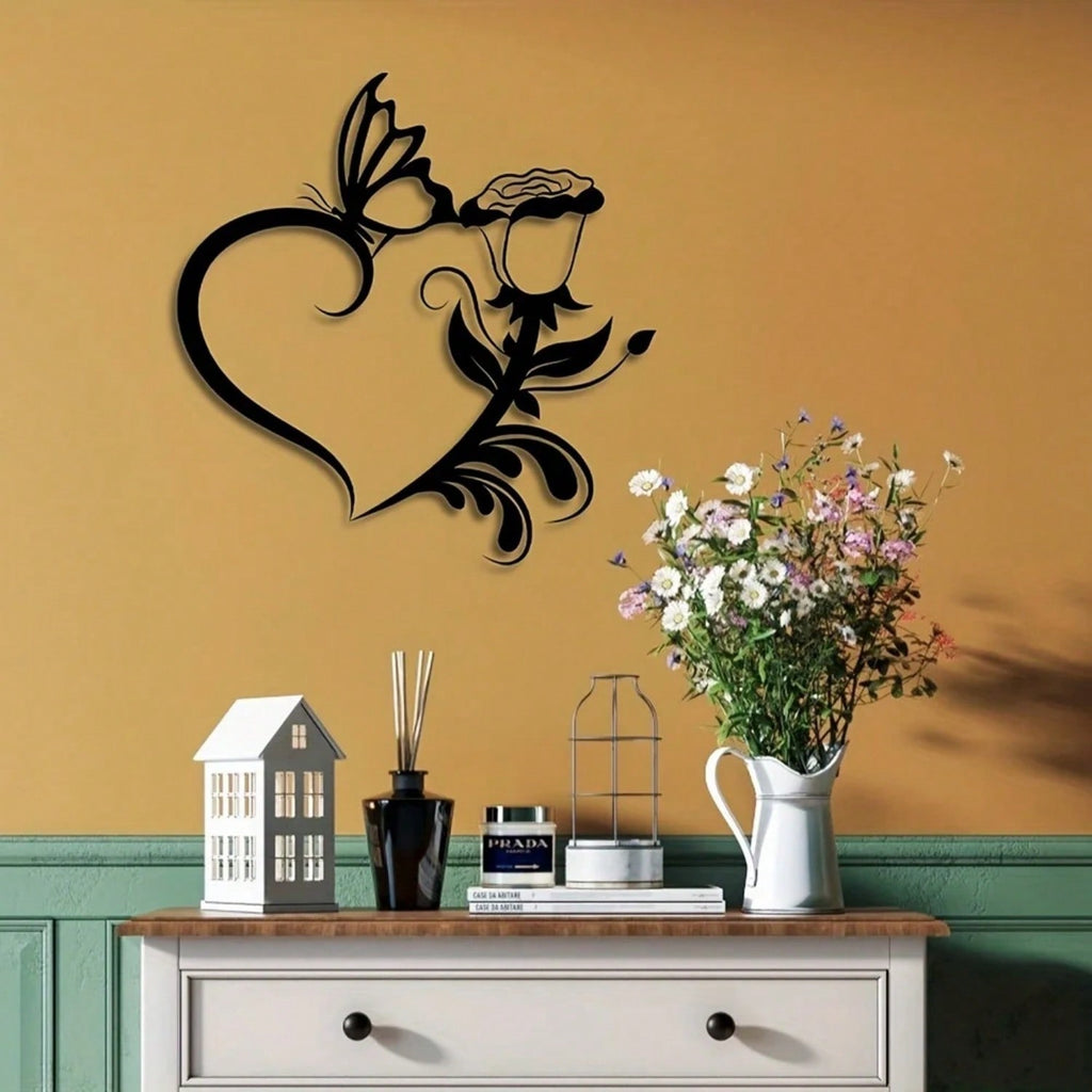 1 Piece Of Heart-Shaped Metal Wall Decoration Art Decoration, Unique Heart-Shaped Logo Metal Wall Decoration, Wall Mounted Geometric Decoration