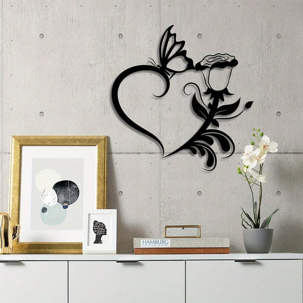 1 Piece Of Heart-Shaped Metal Wall Decoration Art Decoration, Unique Heart-Shaped Logo Metal Wall Decoration, Wall Mounted Geometric Decoration