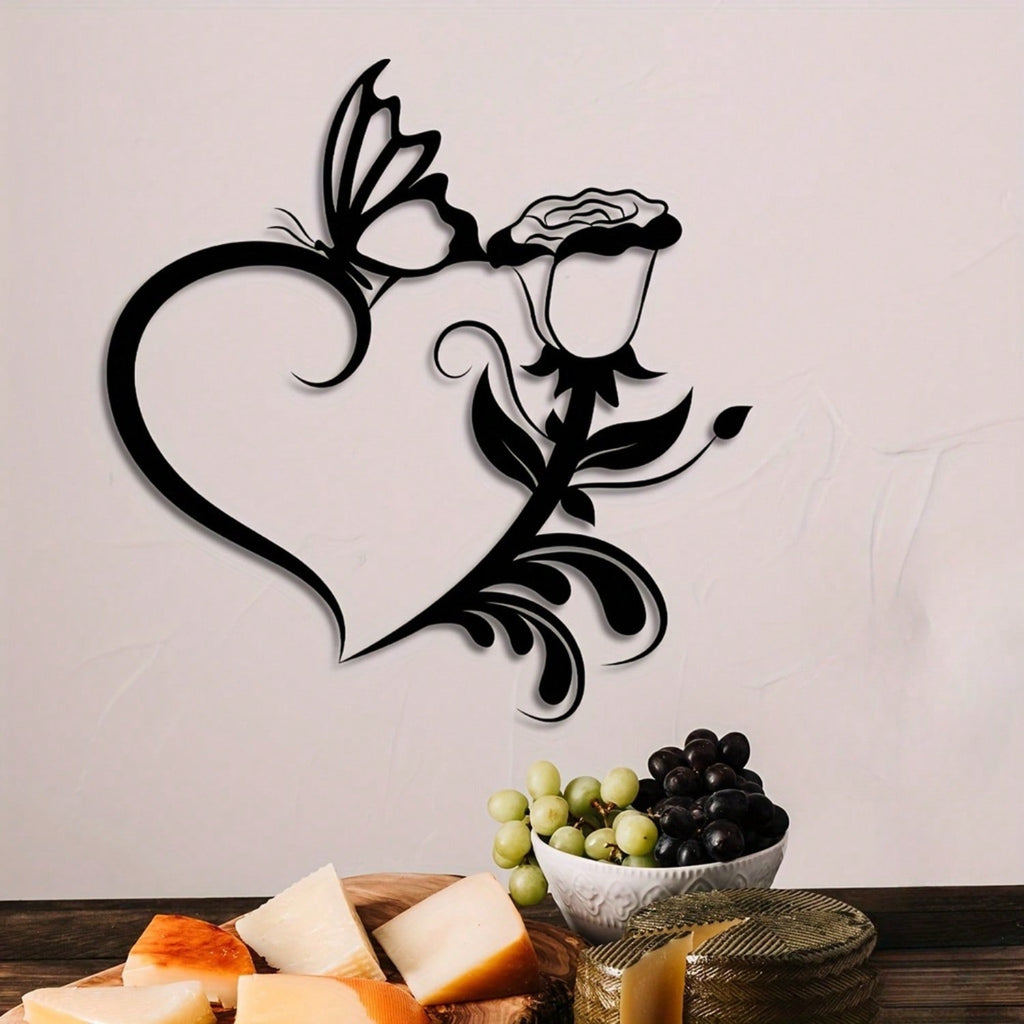 1 Piece Of Heart-Shaped Metal Wall Decoration Art Decoration, Unique Heart-Shaped Logo Metal Wall Decoration, Wall Mounted Geometric Decoration