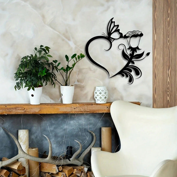 1 Piece Of Heart-Shaped Metal Wall Decoration Art Decoration, Unique Heart-Shaped Logo Metal Wall Decoration, Wall Mounted Geometric Decoration