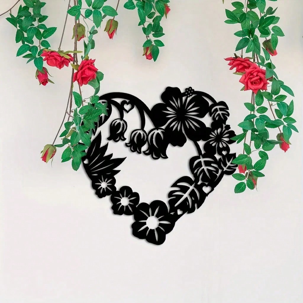 1 Piece Of Heart-Shaped Metal Wall Decoration Art Decoration, Unique Heart-Shaped Logo Metal Wall Decoration, Wall Mounted Geometric Decoration