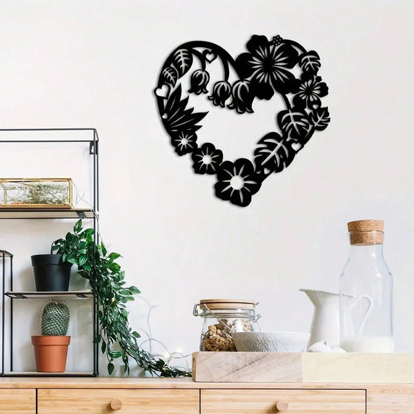 1 Piece Of Heart-Shaped Metal Wall Decoration Art Decoration, Unique Heart-Shaped Logo Metal Wall Decoration, Wall Mounted Geometric Decoration