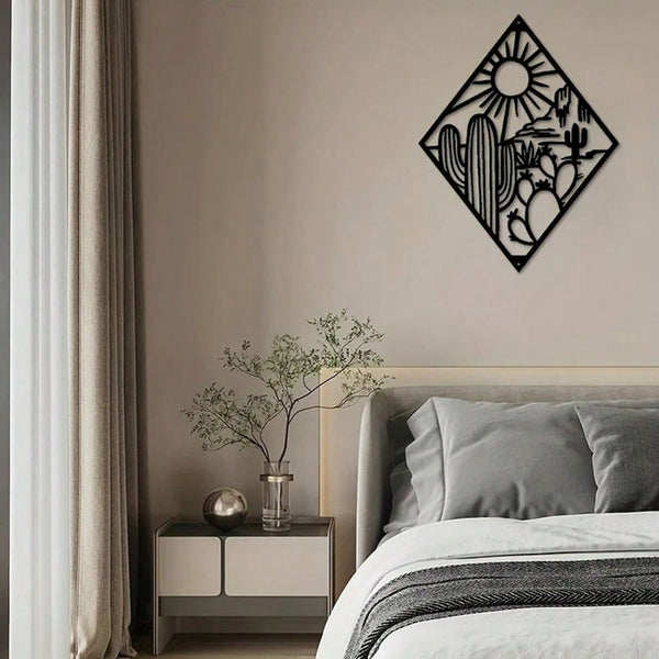 1 piece Cactus scene Metal wall painting, metal wall painting Interior decoration Home office wall Living room painting