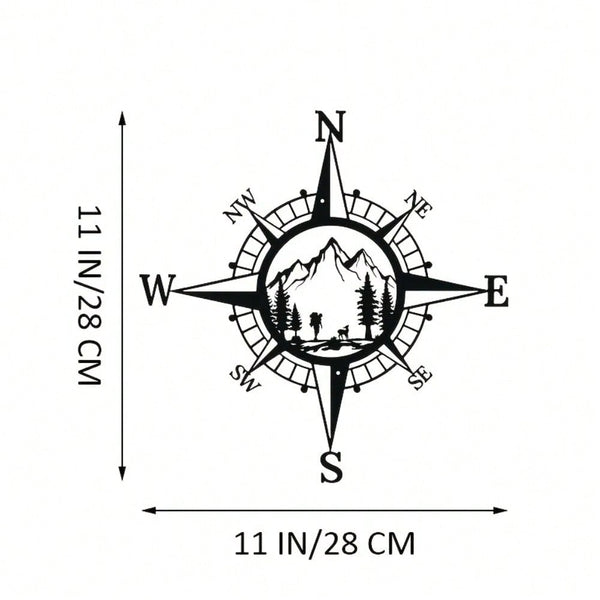 1pc Metal Compass Art Wall Decorations, Simple Line Drawing Home Hanging Art Wall Sculpture For Kitchen Bathroom, Home Decor