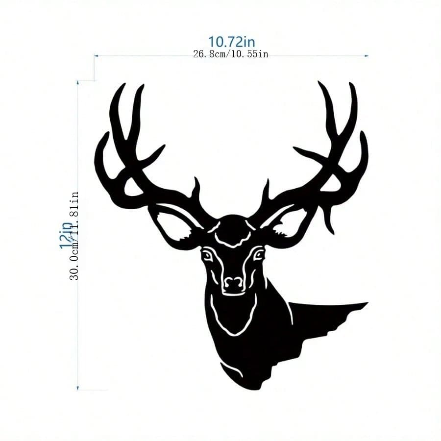 1 deer theme decorative wall ornament, suitable for indoor living room, black classic style, metal material, can be hung on wall, home decoration