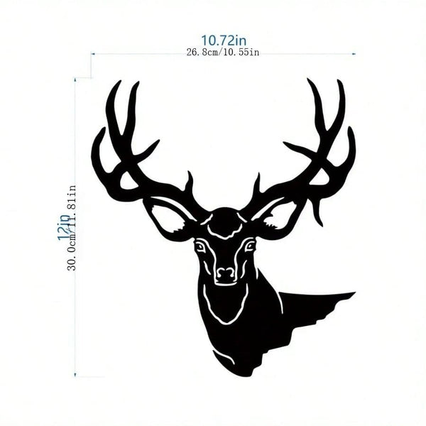 1 deer theme decorative wall ornament, suitable for indoor living room, black classic style, metal material, can be hung on wall, home decoration