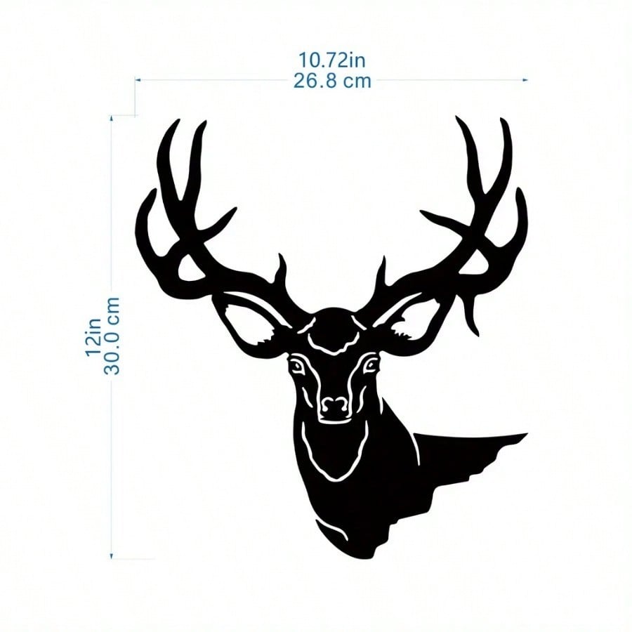 1 deer theme decorative wall ornament, suitable for indoor living room, black classic style, metal material, can be hung on wall, home decoration
