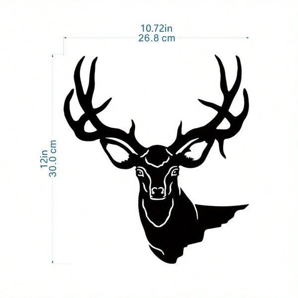 1 deer theme decorative wall ornament, suitable for indoor living room, black classic style, metal material, can be hung on wall, home decoration