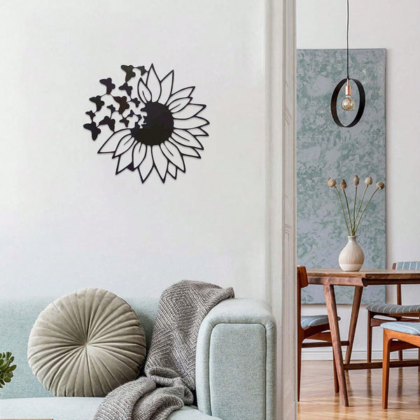 1 piece of sunflower butterfly metal wall art decorative rust wall carving garden, home, farmhouse, patio and bedroom wall decoration