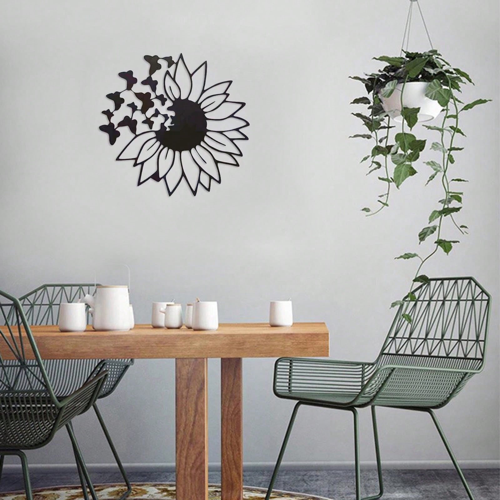 1 piece of sunflower butterfly metal wall art decorative rust wall carving garden, home, farmhouse, patio and bedroom wall decoration
