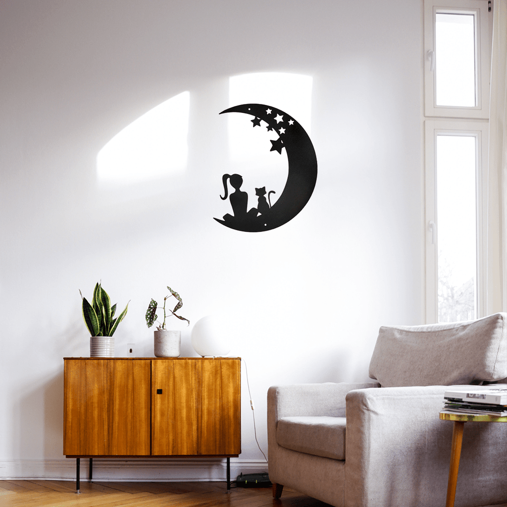 1 piece of metal sun and moon/cactus moon/strange sun/mountain sun/cat moon art wall decoration, suitable for indoor and outdoor wall decoration