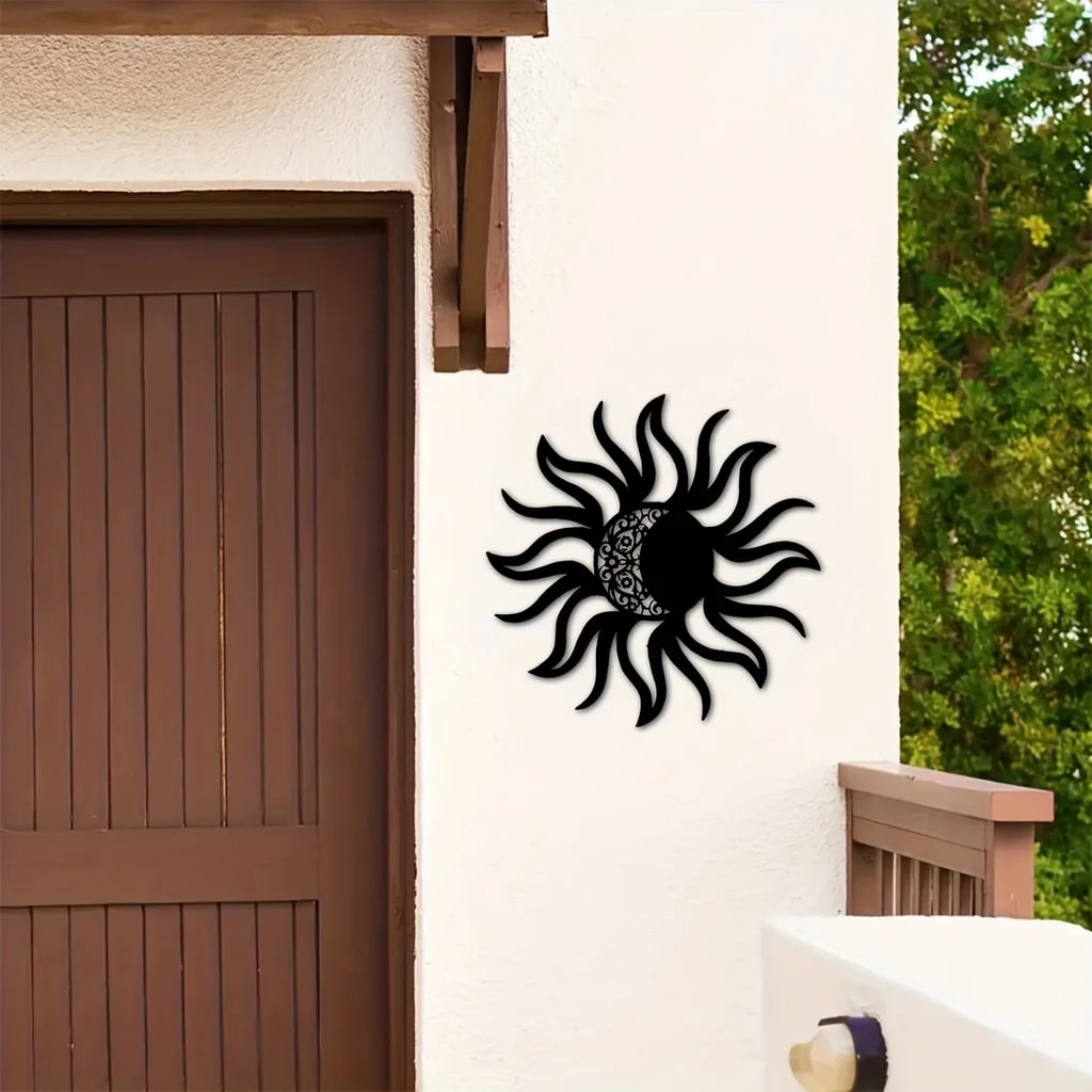1 piece of metal sun and moon/cactus moon/strange sun/mountain sun/cat moon art wall decoration, suitable for indoor and outdoor wall decoration