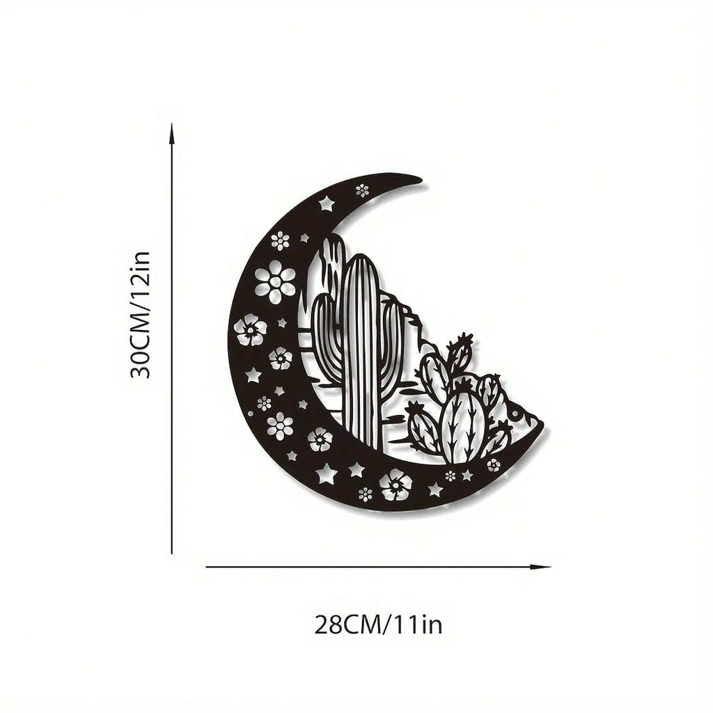 1 piece of metal sun and moon/cactus moon/strange sun/mountain sun/cat moon art wall decoration, suitable for indoor and outdoor wall decoration