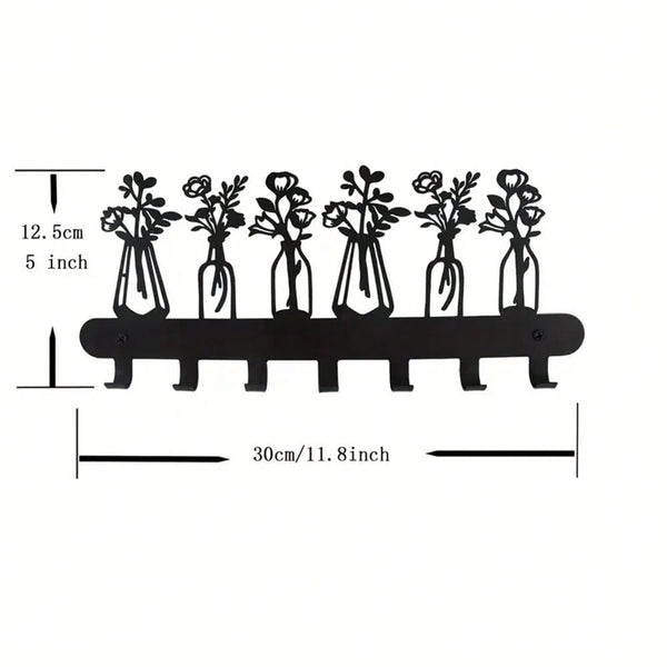 1 piece metal tree cat/flower/moon/mountain sunset/bird art silhouette wall hanging hook, can be used to hang keys, hats, clothes, home decoration clothing storage rack