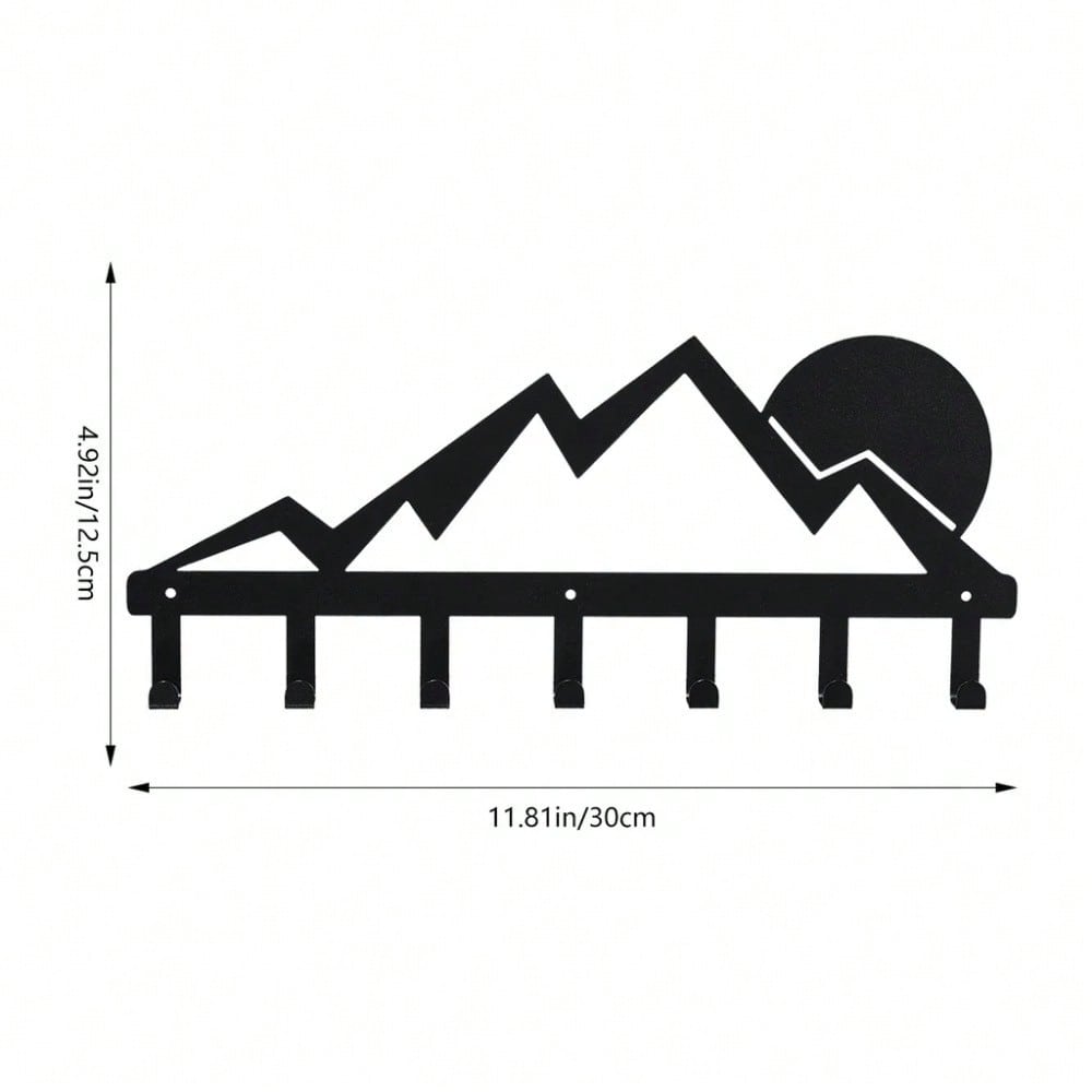 1 piece metal tree cat/flower/moon/mountain sunset/bird art silhouette wall hanging hook, can be used to hang keys, hats, clothes, home decoration clothing storage rack