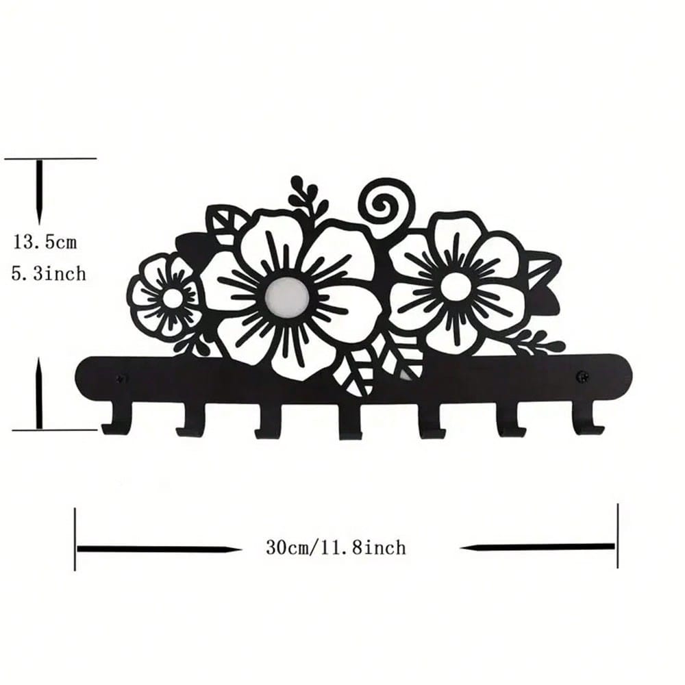 1 piece metal tree cat/flower/moon/mountain sunset/bird art silhouette wall hanging hook, can be used to hang keys, hats, clothes, home decoration clothing storage rack