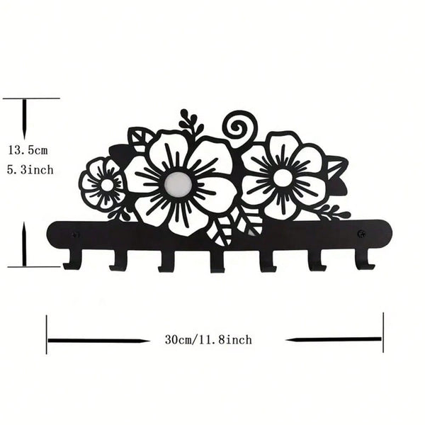 1 piece metal tree cat/flower/moon/mountain sunset/bird art silhouette wall hanging hook, can be used to hang keys, hats, clothes, home decoration clothing storage rack