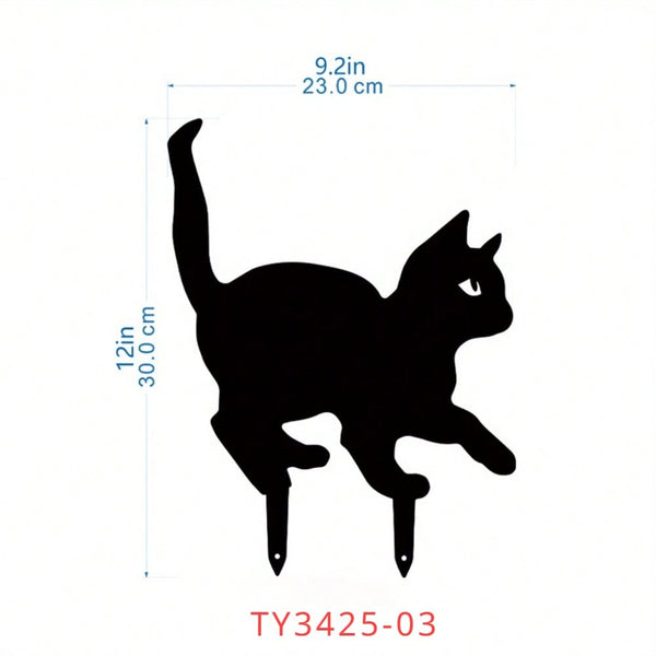 1 cute metal cat fence art ornament for garden party lawn decor