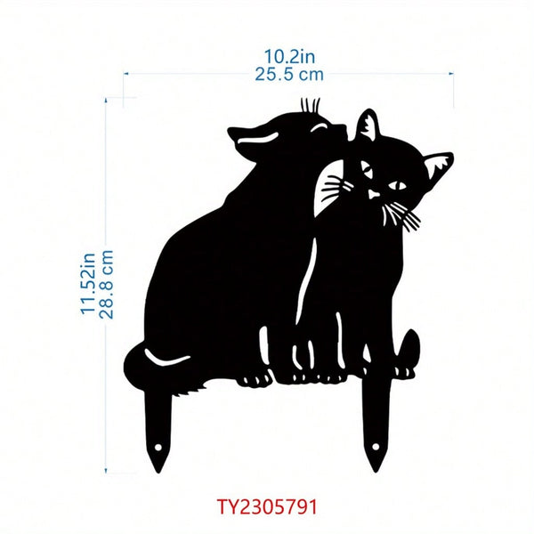 1 cute metal cat fence art ornament for garden party lawn decor