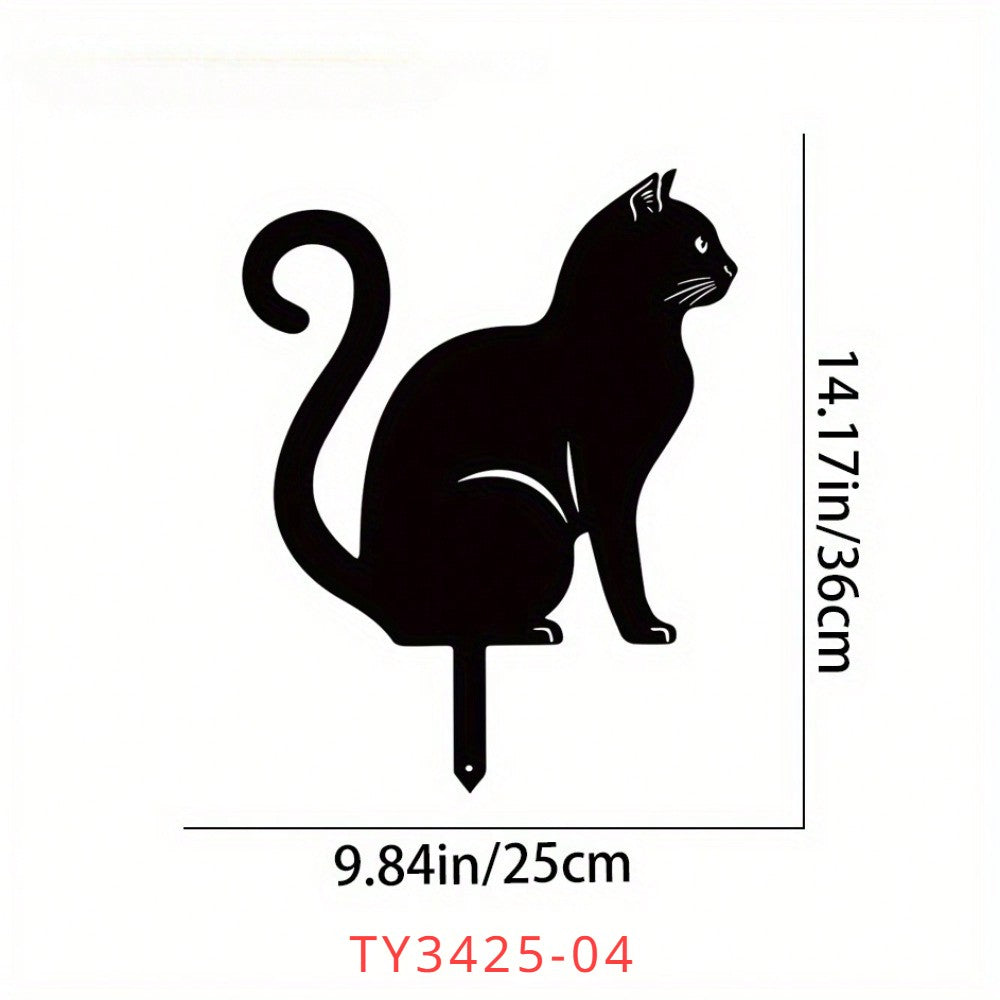 1 件可爱金属猫咪围栏艺术装饰品，适合花园派对草坪装饰