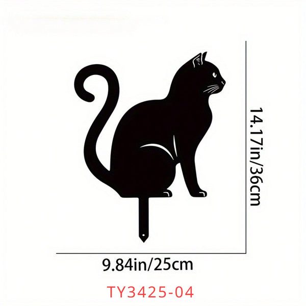 1 cute metal cat fence art ornament for garden party lawn decor