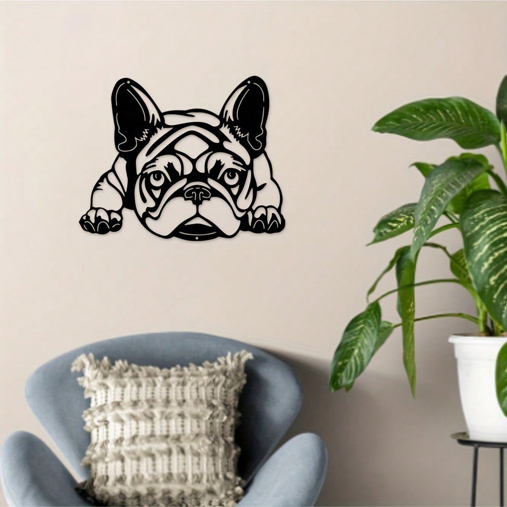 1 piece of metal bulldog/giraffe/bat/turtle holiday wall decoration - indoor/outdoor home decoration, perfect for living room, bedroom, kitchen - unique holiday gift ideas, home decoration, room decoration, wall decoration Main image