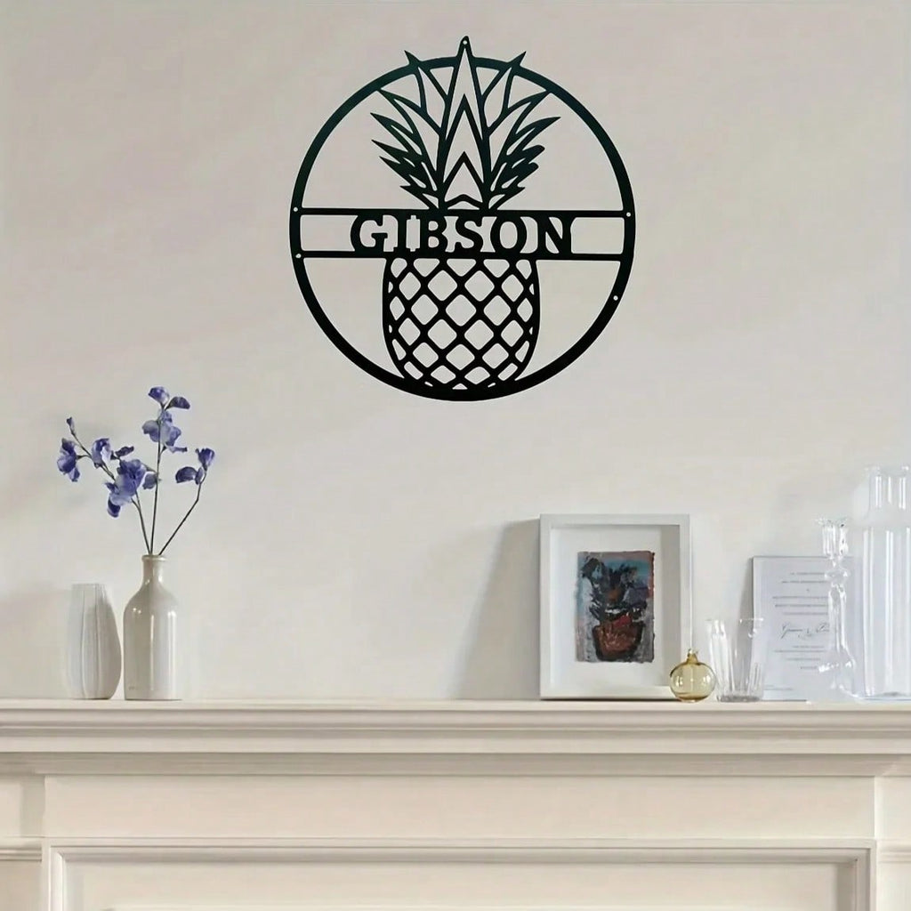 1 piece of metal English sentence "Welcome home"/pineapple wall decoration card, wall decoration pendant, welcome card, home decoration, porch and living room decoration
