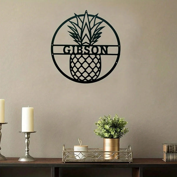 1 piece of metal English sentence "Welcome home"/pineapple wall decoration card, wall decoration pendant, welcome card, home decoration, porch and living room decoration