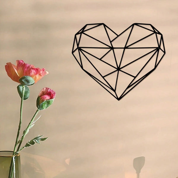1 metal rose butterfly flower heart shape/love silhouette wall decoration, black small family love logo, suitable for home wall decoration
