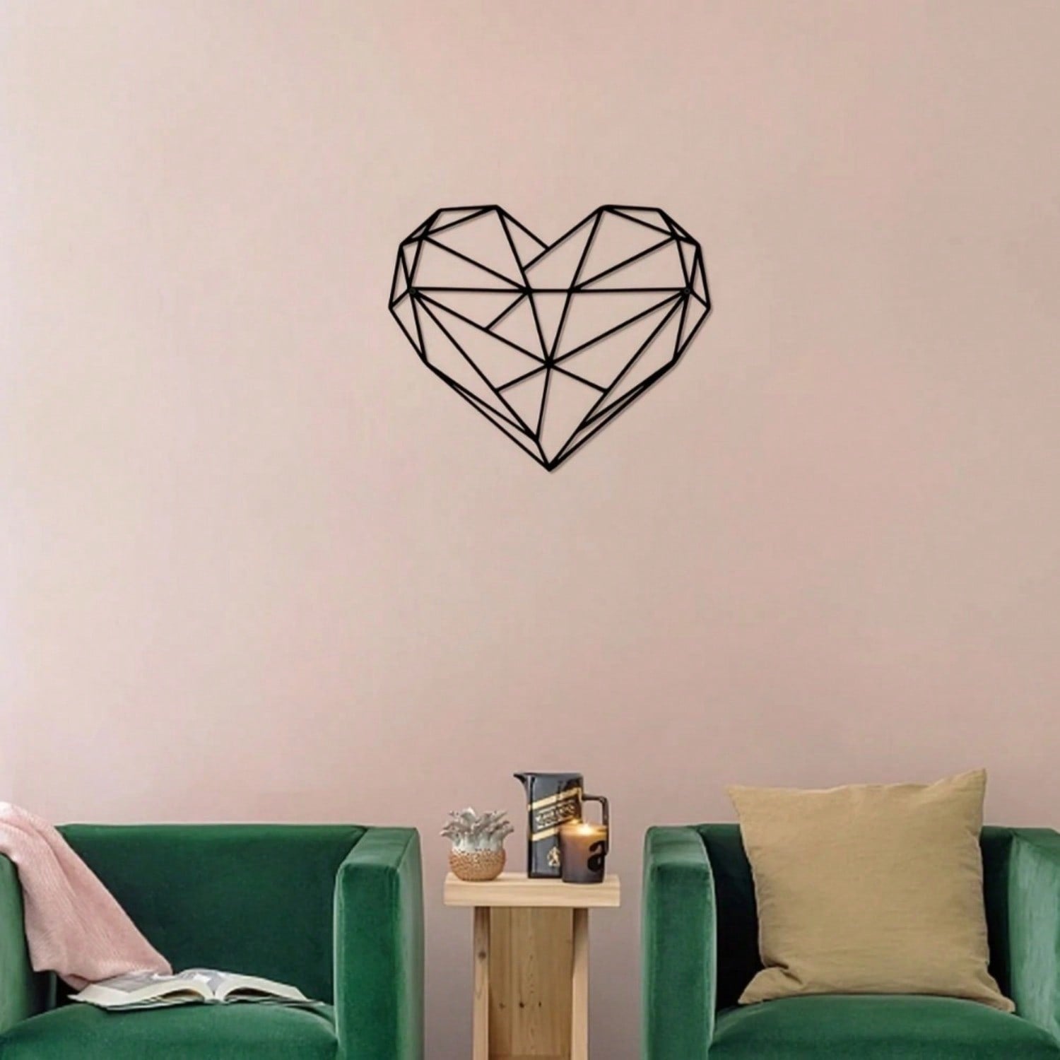 1 metal rose butterfly flower heart shape/love silhouette wall decoration, black small family love logo, suitable for home wall decoration