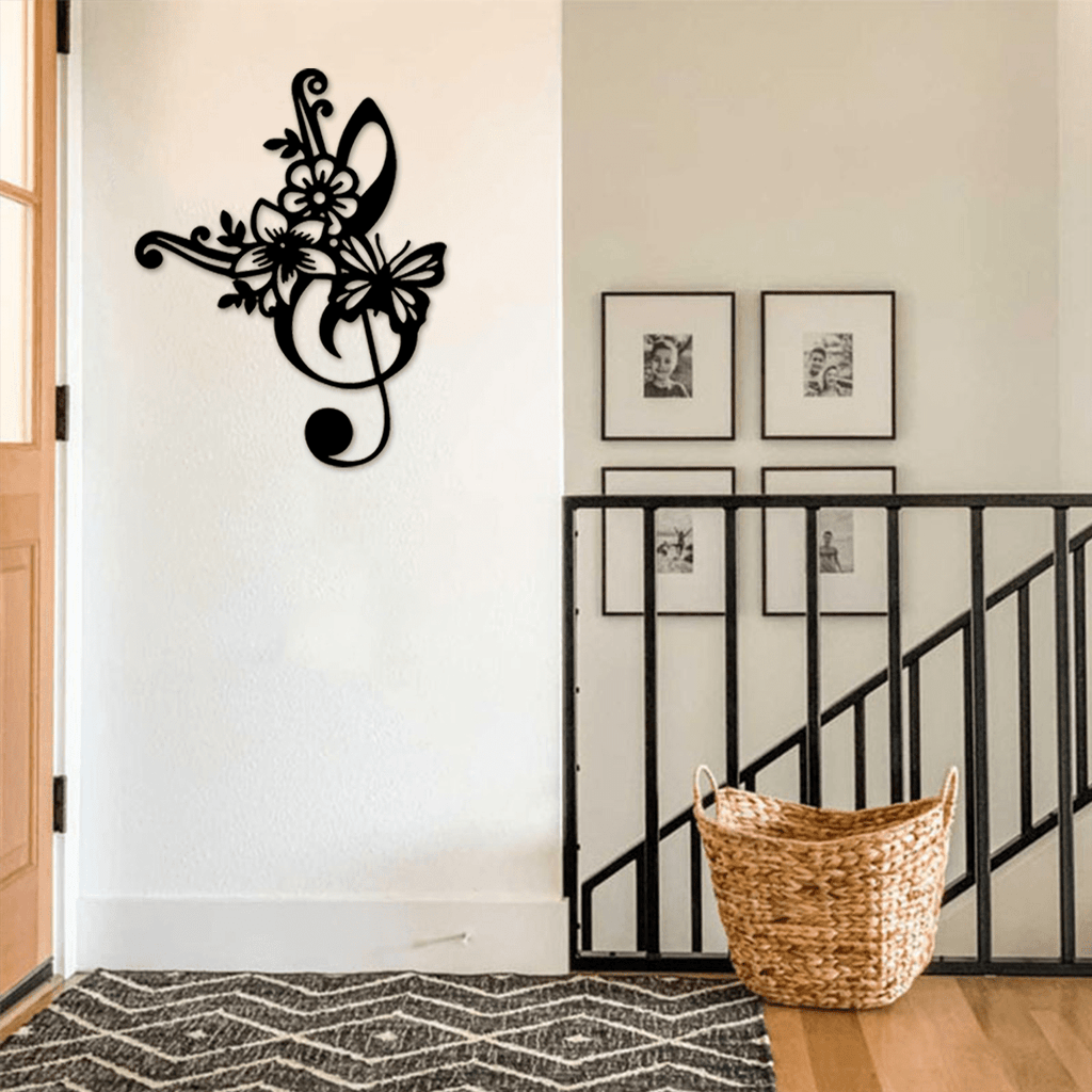 1 piece, music note and radio wave pattern/floral wall hanging, metal crafts, wedding Valentine's Day music party decoration