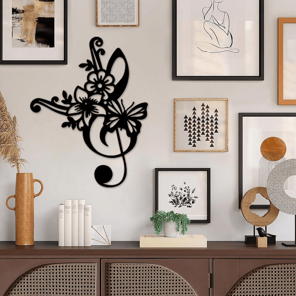 1 piece, music note and radio wave pattern/floral wall hanging, metal crafts, wedding Valentine's Day music party decoration