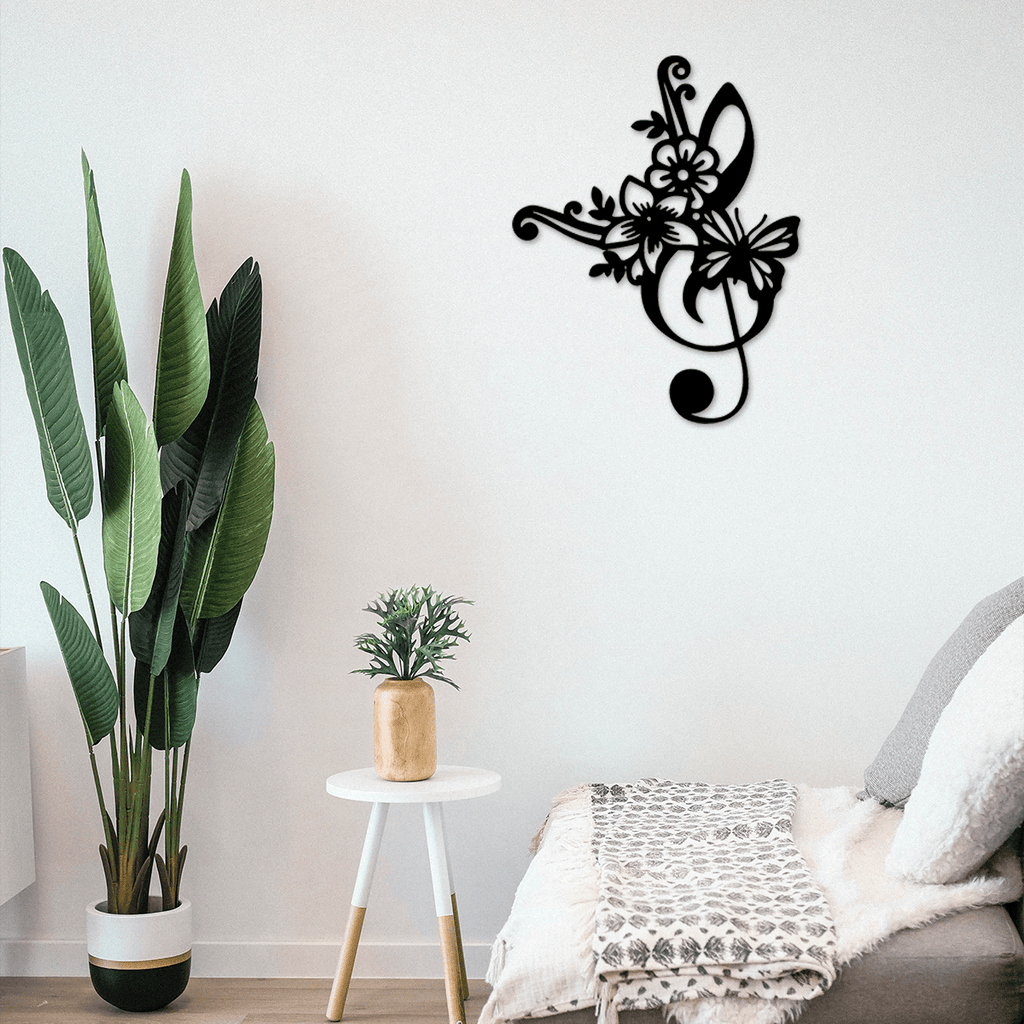 1 piece, music note and radio wave pattern/floral wall hanging, metal crafts, wedding Valentine's Day music party decoration