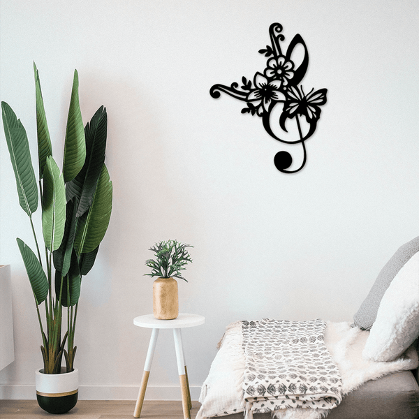 1 piece, music note and radio wave pattern/floral wall hanging, metal crafts, wedding Valentine's Day music party decoration