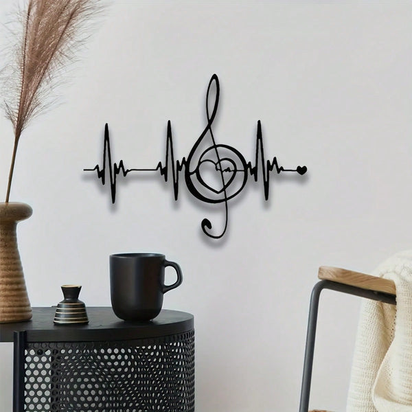 1 piece, music note and radio wave pattern/floral wall hanging, metal crafts, wedding Valentine's Day music party decoration