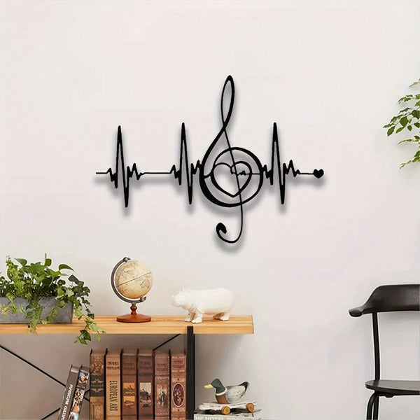 1 piece, music note and radio wave pattern/floral wall hanging, metal crafts, wedding Valentine's Day music party decoration