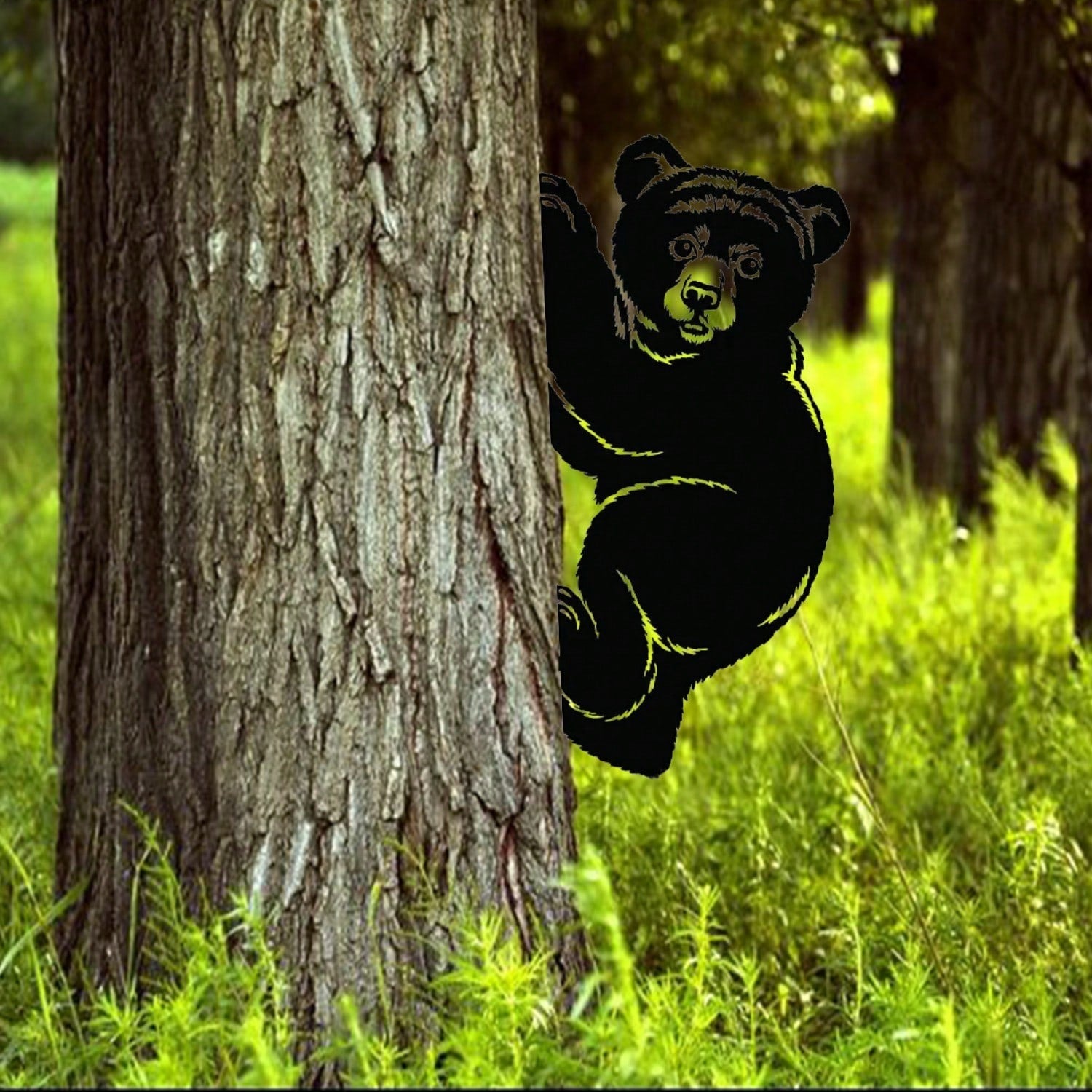 1PC Bear Cub Decoration - Garden Art, Backyard Art, Tree Art, Silhouette Art, Rustic Outdoor Sculpture,Home Decor ,Room Decor,Wall Decor
