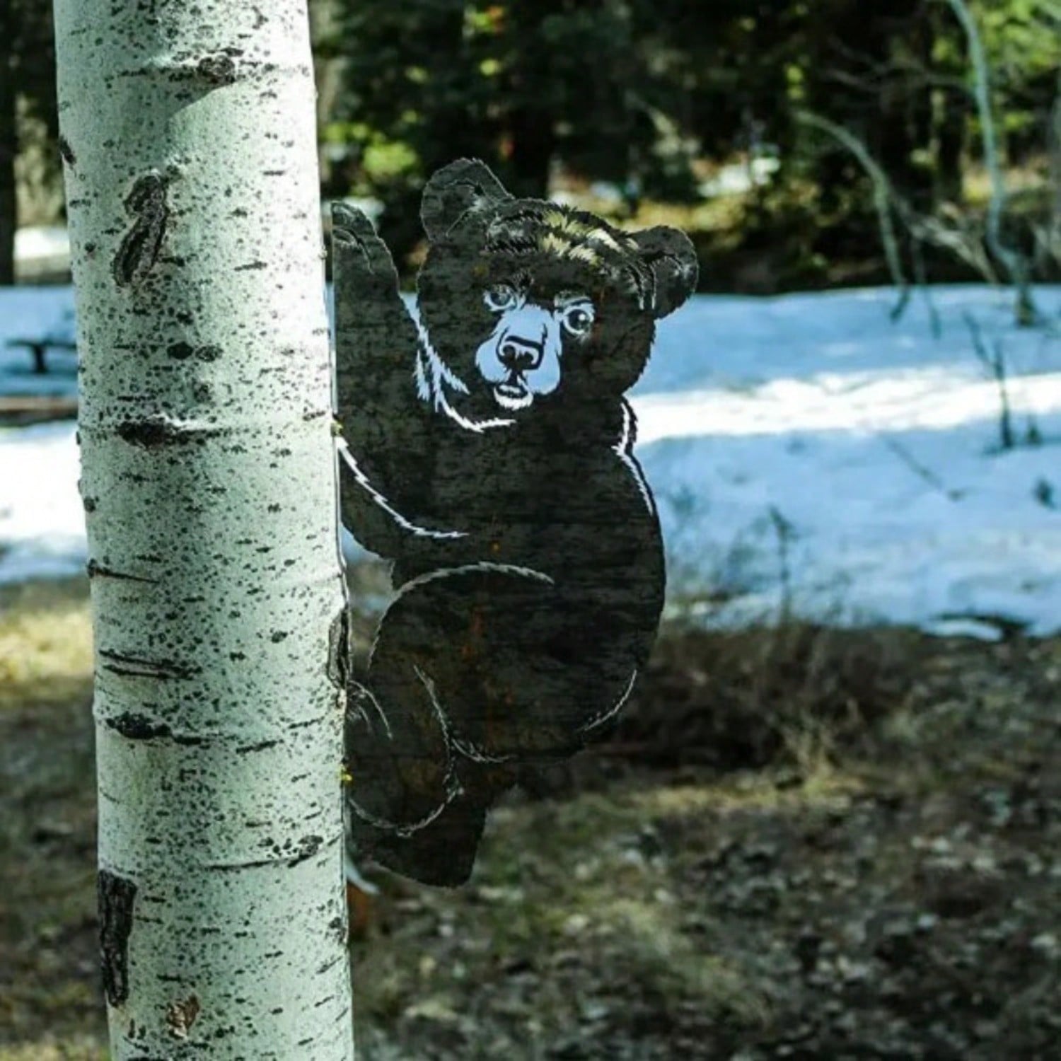 1PC Bear Cub Decoration - Garden Art, Backyard Art, Tree Art, Silhouette Art, Rustic Outdoor Sculpture,Home Decor ,Room Decor,Wall Decor