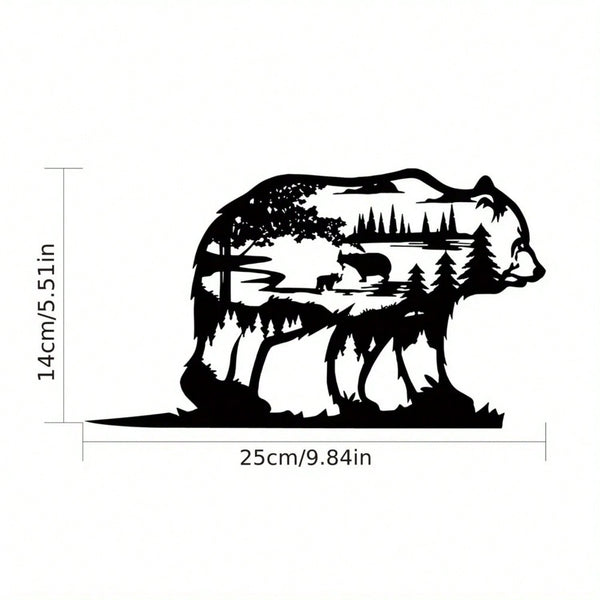 1PC Bear Cub Decoration - Garden Art, Backyard Art, Tree Art, Silhouette Art, Rustic Outdoor Sculpture,Home Decor ,Room Decor,Wall Decor