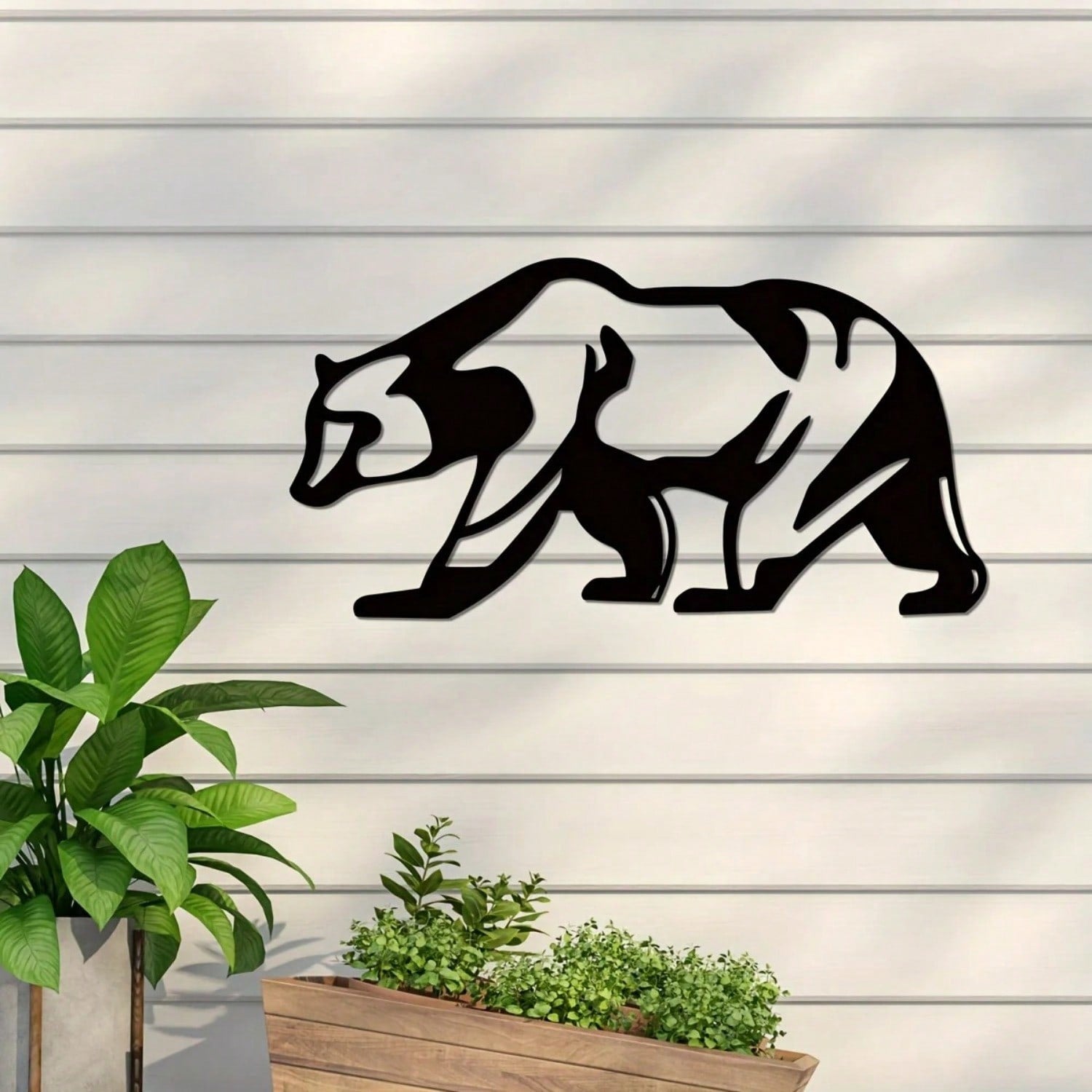 1PC Bear Cub Decoration - Garden Art, Backyard Art, Tree Art, Silhouette Art, Rustic Outdoor Sculpture,Home Decor ,Room Decor,Wall Decor