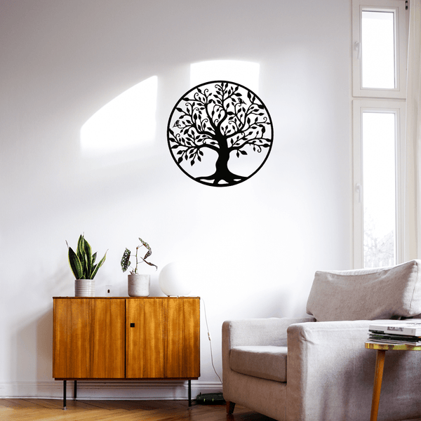 1 piece of metal wall decoration - Tree of Life, Yin and Yang 3D silhouette, metal wall hanging, home decoration sculpture